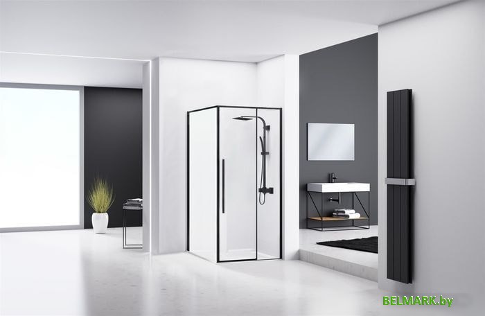 Душевой уголок Rea Solar 90x90 (черный/прозрачное стекло) - фото2