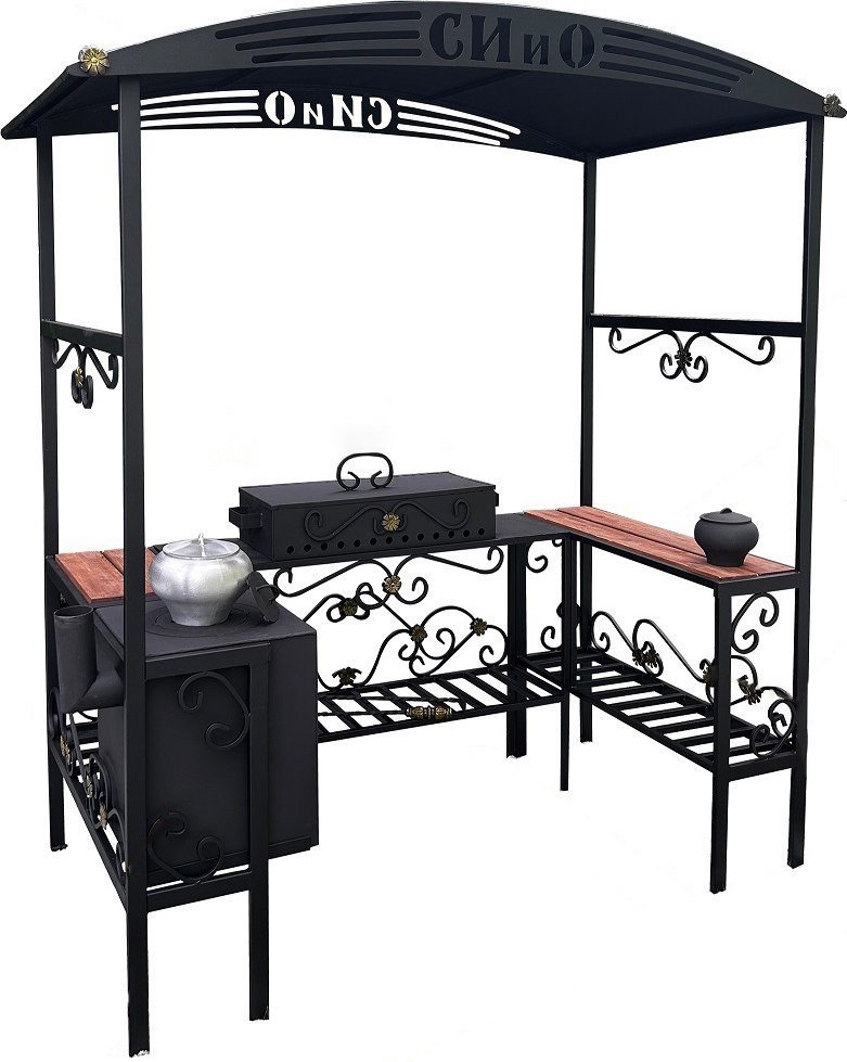 Мангал для дачи Станкоинструмент Царский (кованый с печью и дымоходом) - фото