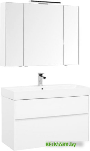 Мебель для ванных комнат Aquanet Комплект Бруклин 100 00207800 (белый) - фото