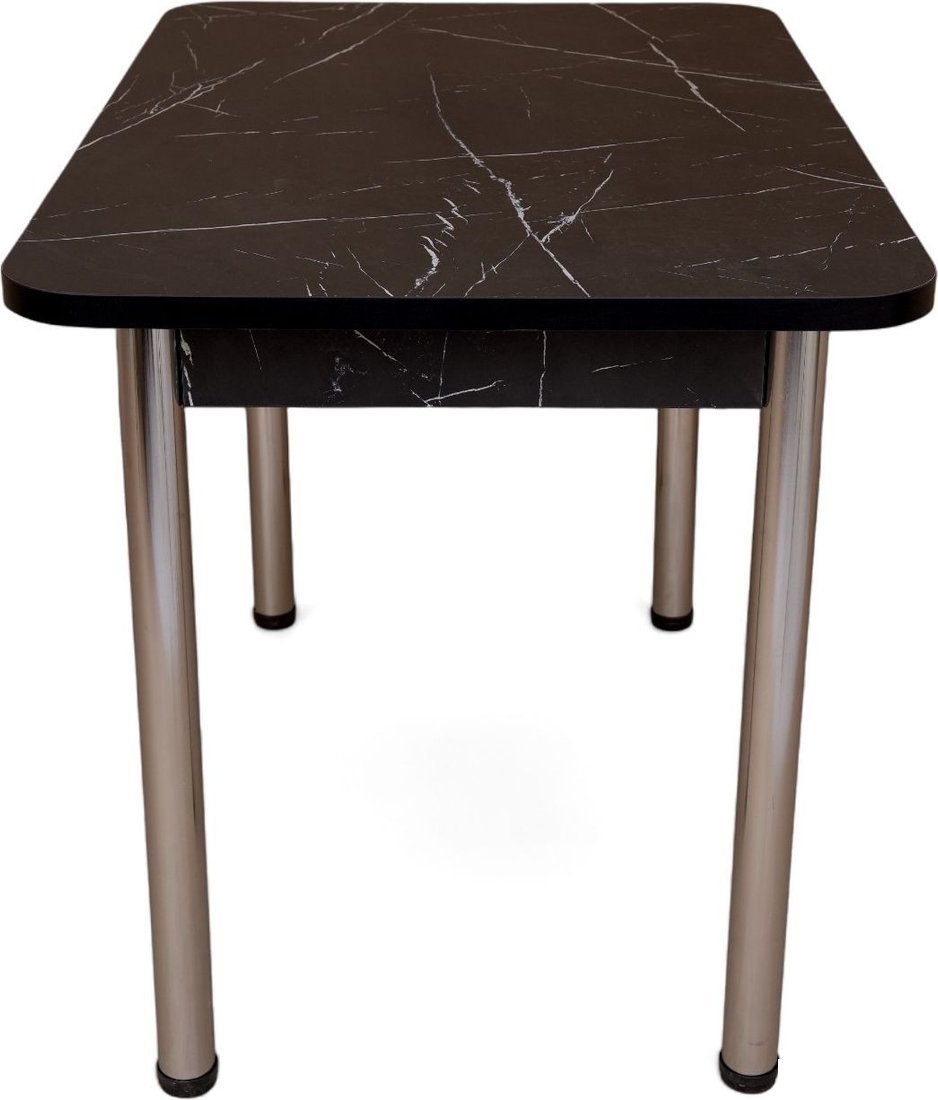 Кухонный стол СВД Юнио 80x60 018.П20.Х (мрамор неро маркина/хром) - фото2