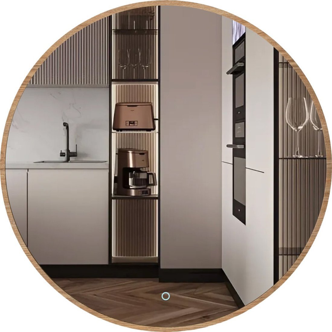 Зеркало с подсветкой eMZe 80 LED.UV.80.80.DUB (дуб с УФ-окантовкой и подсветкой) - фото