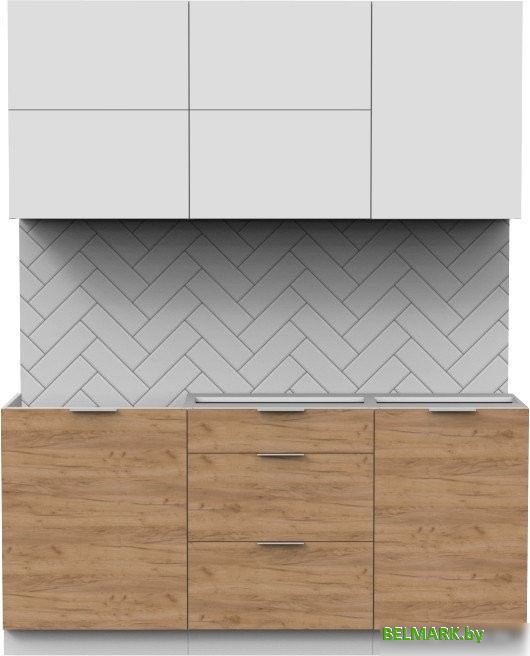 Готовая кухня Интермебель Микс Топ-33 1.7м без столешницы (белый премиум/дуб крафт золотой) - фото