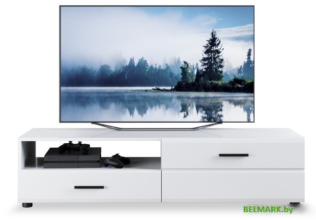 Тумба Империал Йорк 1д1ящ ПР (белый жемчуг-белый глянец) - фото