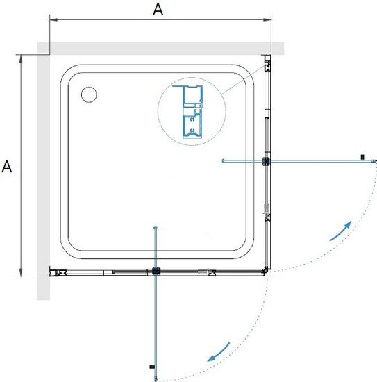 Душевой уголок RGW PA-038B 350803888-14 80x80 (черный/прозрачное стекло) - фото2