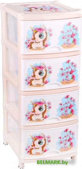 Комод Альтернатива 4-х секционный для девочек М1240 - фото
