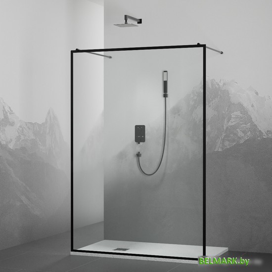 Душевая стенка RGW WA-017B 35101713-84 130 (черный/прозрачное стекло) - фото