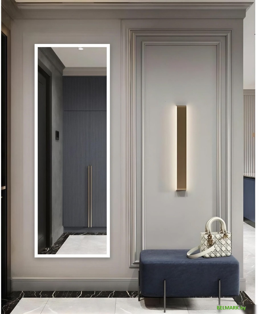 Зеркало eMZe Line 160x50 LINE.160.50.BEL (белый) - фото2