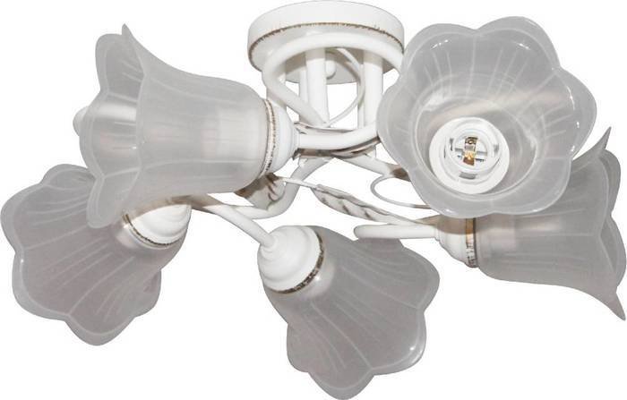 Припотолочная люстра Элетех Бонни 151 НПБ 01-5х60-153 Е27 1005404779 (белый/золото) - фото