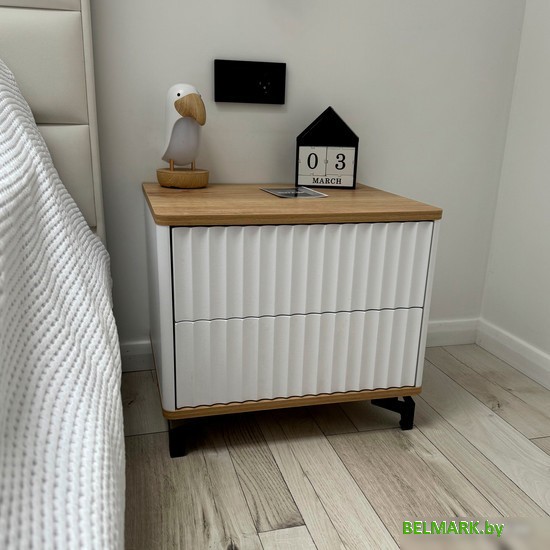 Тумба Shtabe Royal 5003 эко (белый/дуб кантри золотой/черный) - фото