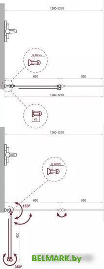Стеклянная шторка для ванны BelBagno UNO-V-2-120/150-C-Cr - фото2