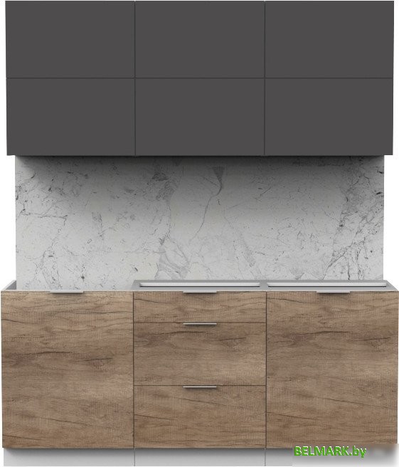 Готовая кухня Интермебель Микс Топ-34 1.8м без столешницы (графит серый/дуб каньон) - фото