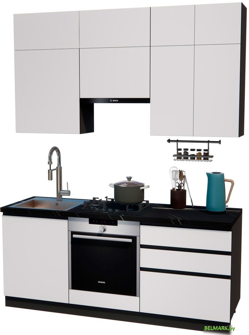 Готовая кухня ВерсоМебель Эко Премиум 1.9 (белый фасадныйй/ст. тунис) - фото