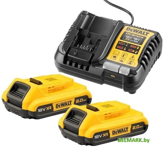 Аккумулятор с зарядным устройством DeWalt DCB1104D2 (18В/2x2 Ач + 12/18В) - фото