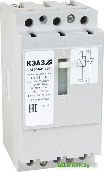 Выключатель автоматический КЭАЗ 63А 12Iн АЕ2046М-100 У3 400В AC 104629 - фото