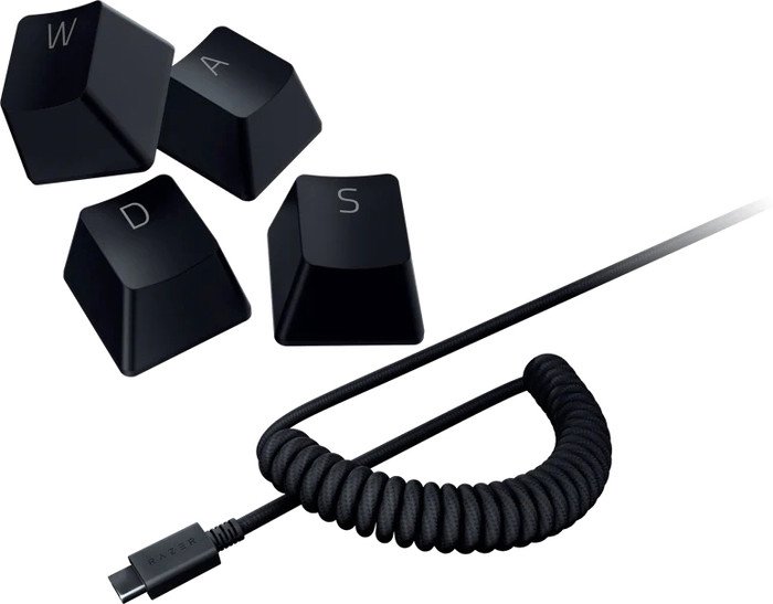 Набор аксессуаров Razer PBT Keycap + Coiled Cable Upgrade Set Classic Black - фото