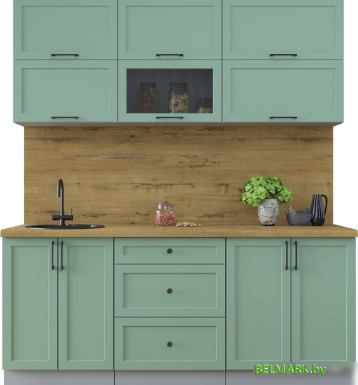 Готовая кухня Интерлиния Тренд 1.9Б (мята/мята/дуб бунратти) - фото