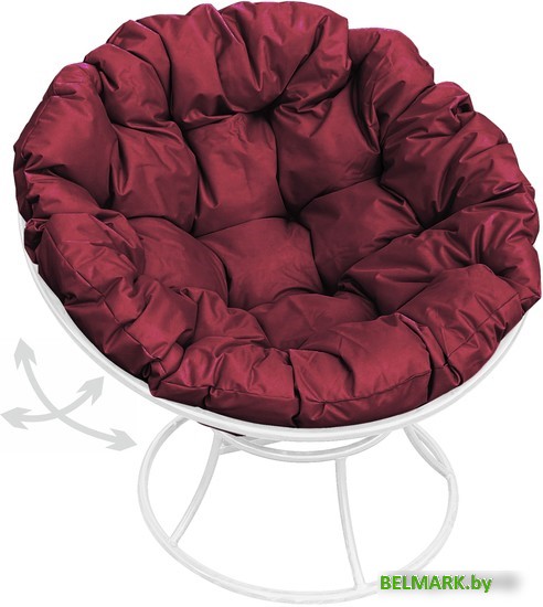Кресло M-Group Папасан пружинка 12040102 (белый/бордовая подушка) - фото