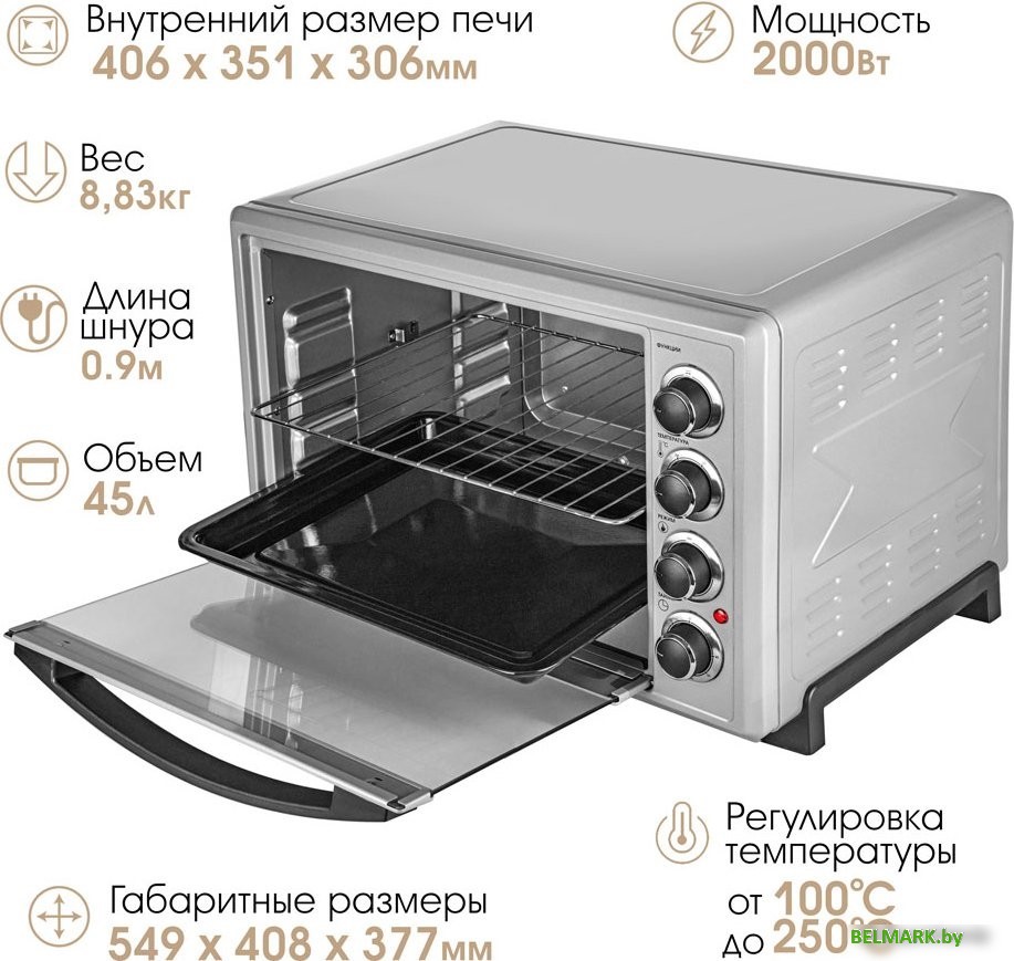 Мини-печь Endever Danko 4047 (серебристый) - фото