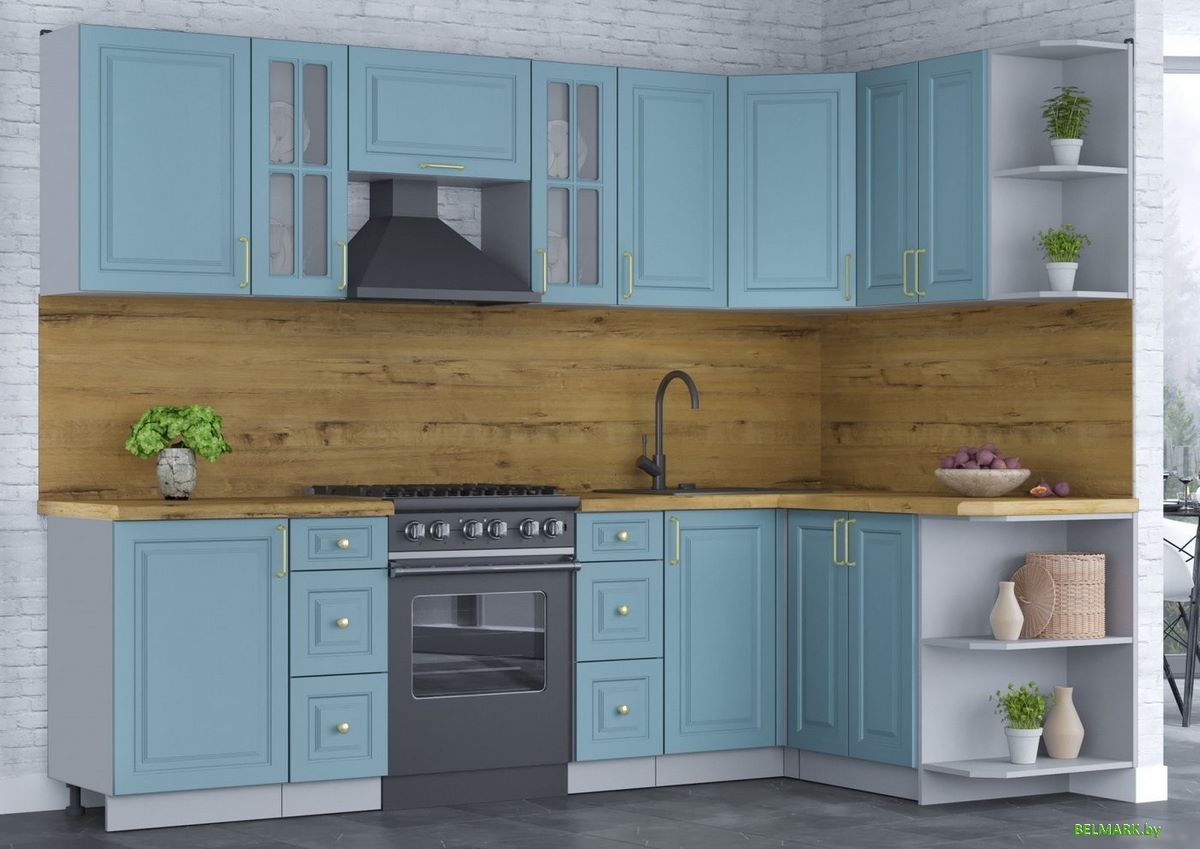 Готовая кухня Интерлиния Мила Шато 1.5x2.7 правая (океан/океан/дуб бунратти) - фото2