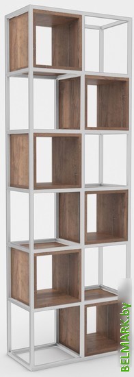 Стеллаж Hype Mebel Грос-2 70x210 (белый/дуб галифакс олово) - фото