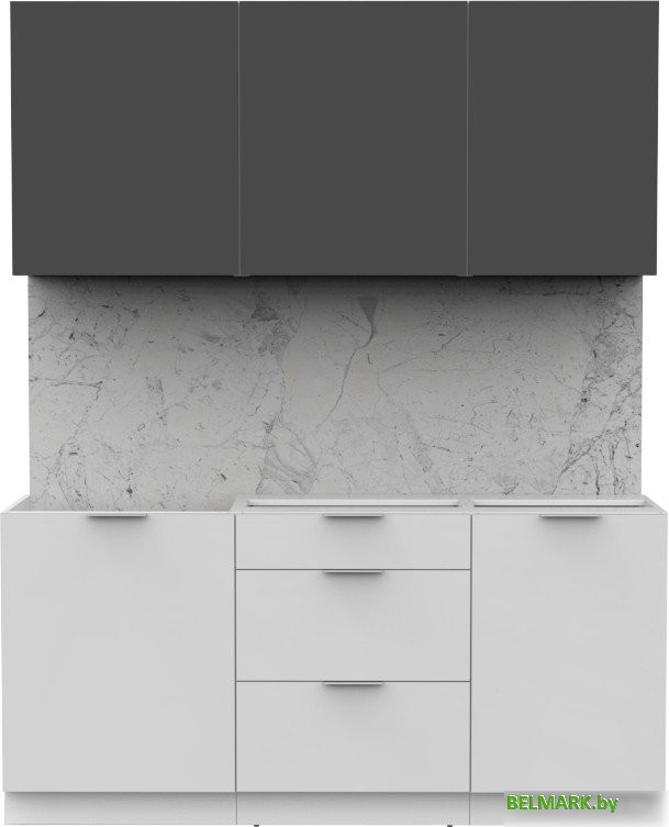 Готовая кухня Интермебель Микс Топ-3 1.7м без столешницы (графит серый/белый премиум) - фото