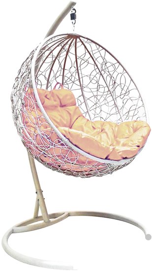 Подвесное кресло M-Group Круг 11050101 (белый ротанг/бежевая подушка) - фото