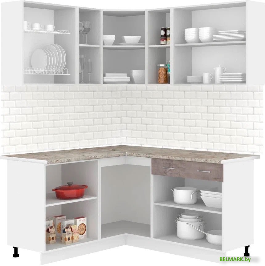 Готовая кухня Кортекс-мебель Корнелия Лира 1.5x1.7 (капучино/оникс/марсель) - фото2