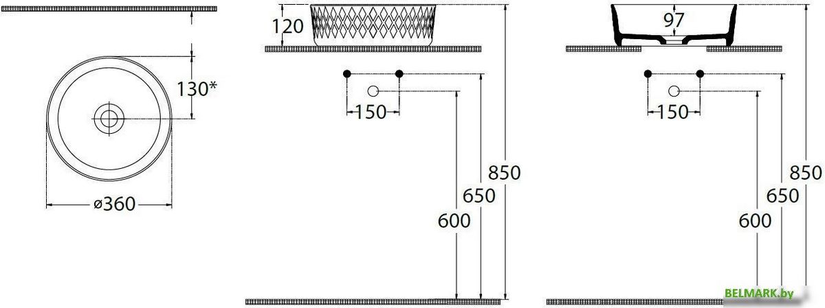 Умывальник Allen Brau Fantasy Romb 36 4.11033.31 черный матовый - фото2