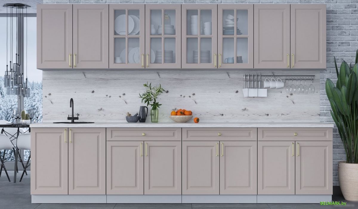 Готовая кухня Интерлиния Мила Шато 3.2А (луна/луна/бискайская сосна) - фото2