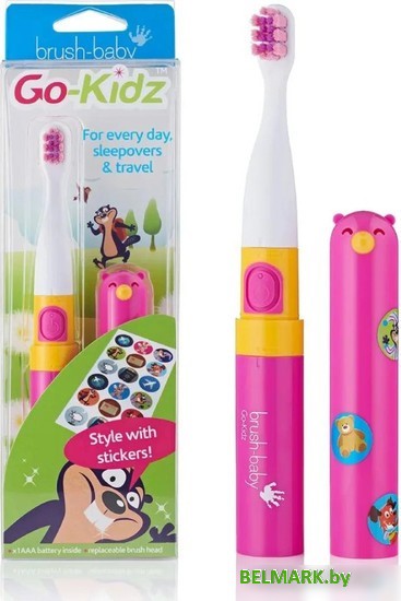 Электрическая зубная щетка Brush-Baby Go-Kidz Travel (розовый) - фото