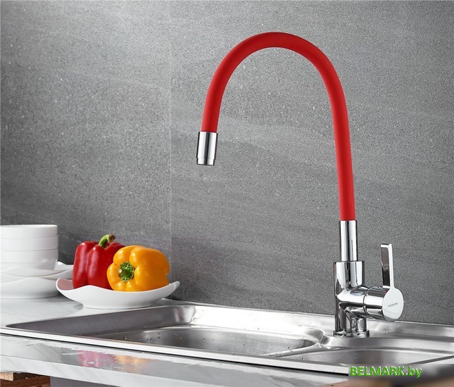 Смеситель Ledeme H98 L4898-1 (красный/хром) - фото2