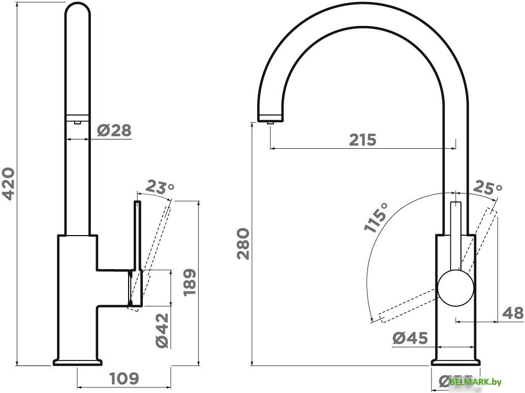 Смеситель Omoikiri Okawa 2 Plus-GM (вороненая сталь) - фото2